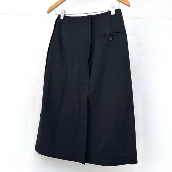 Acne Studios Black Mid-Length Midi Wool Skirt Asymmetrical Black 36 Pencil 4 - Picture 5 of 11